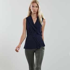 Reiss Kayla Pleat Front V Neck Top